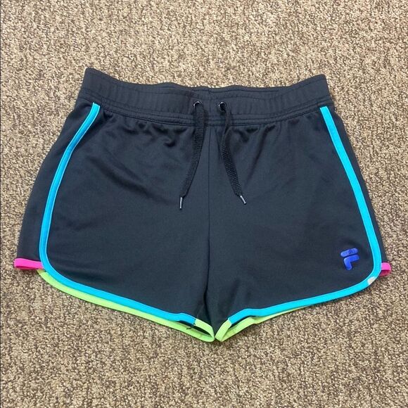 Fila Pants - Fila Sport Black Athletic Shorts with Multicolor Trim Size L (14)